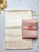 Load image into Gallery viewer, Handwoven silk cotton saree - Ivory + Silk Peach Tissue
