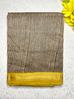 Load image into Gallery viewer, Handblock Printed Silk Cotton Saree - Pearl White + Corn Yellow
