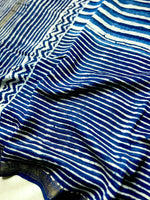 Load image into Gallery viewer, Handblock Printed Silk Cotton Saree - Regal Blue + White
