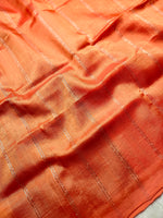 Load image into Gallery viewer, Handwoven Mangalgiri Silk Cotton Saree - Persian Orange + Brownish Purple
