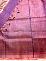 Load image into Gallery viewer, Handwoven Mangalgiri Silk Cotton Saree - Persian Orange + Brownish Purple
