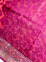 Load image into Gallery viewer, Handblock Printed Silk Cotton Saree - Curious Red + Deep  Pink
