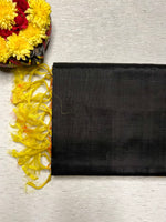 Load image into Gallery viewer, Handwoven Silk Cotton Saree - Timeless Black + Bright Sun
