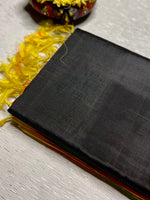 Load image into Gallery viewer, Handwoven Silk Cotton Saree - Timeless Black + Bright Sun
