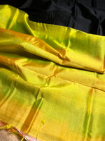 Load image into Gallery viewer, Handwoven Silk Cotton Saree - Timeless Black + Bright Sun
