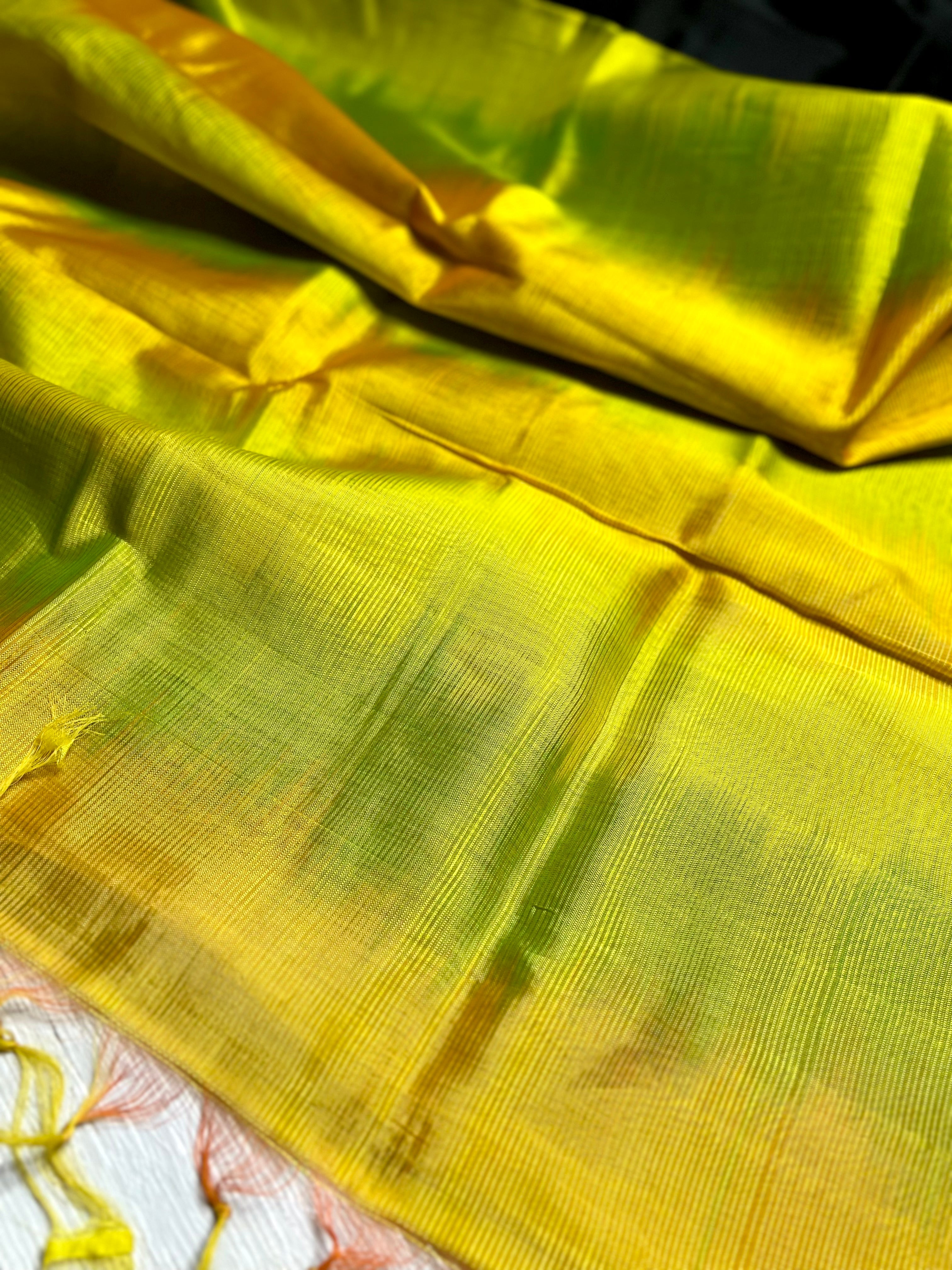 Handwoven Silk Cotton Saree - Timeless Black + Bright Sun