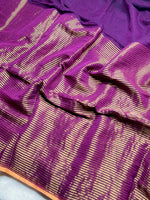 Load image into Gallery viewer, Handwoven Cotton Saree -  Electric Purple + Gold
