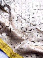 Load image into Gallery viewer, Handblock Printed Silk Cotton Saree - Mustard Yellow + Pearl Cream
