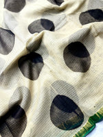 Load image into Gallery viewer, Handblock Printed Kota Doria Saree - Soft Cream  + Persian Green
