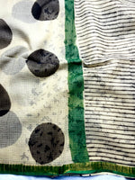 Load image into Gallery viewer, Handblock Printed Kota Doria Saree - Soft Cream  + Persian Green
