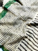 Load image into Gallery viewer, Handblock Printed Kota Doria Saree - Soft Cream  + Persian Green
