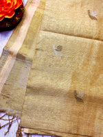 Load image into Gallery viewer, DIVA-Handwoven Metallic Linen Tissue Saree - Sandal Gold
