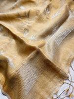 Load image into Gallery viewer, DIVA-Handwoven Metallic Linen Tissue Saree - Sandal Gold
