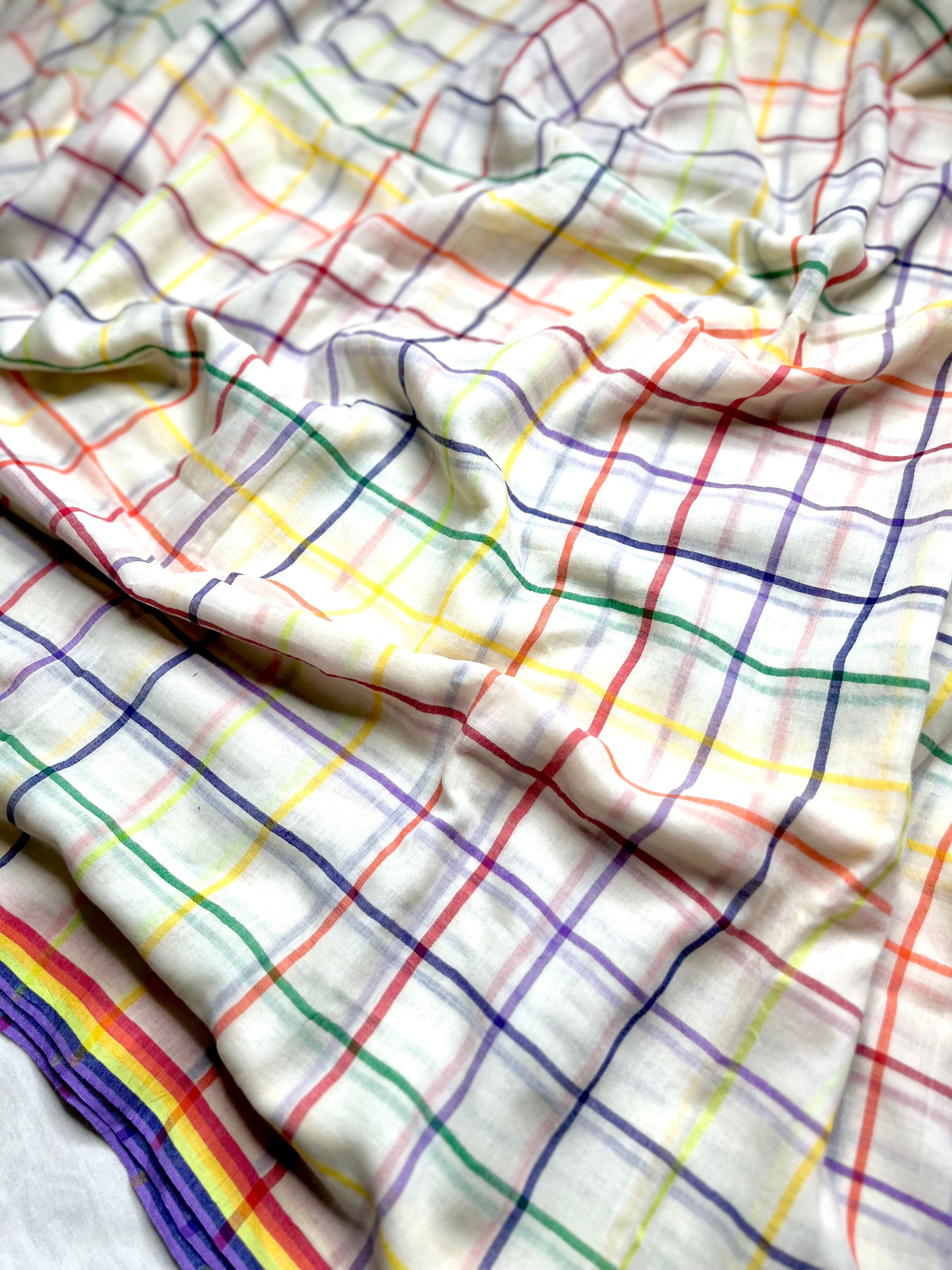 Handwoven Cotton Saree - Aishu Checks