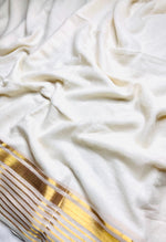 Load image into Gallery viewer, Handwoven Cotton Saree - White + Shimmer Gold

