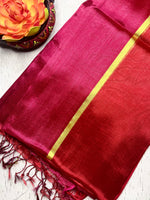 Load image into Gallery viewer, Handwoven Cotton Tissue Saree - Magenta Red+ Persian Rose
