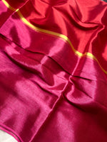 Load image into Gallery viewer, Handwoven Cotton Tissue Saree - Magenta Red+ Persian Rose
