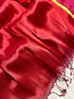 Load image into Gallery viewer, Handwoven Cotton Tissue Saree - Magenta Red+ Persian Rose
