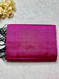 Handwoven Silk Cotton Saree - Medium Red Violet +  Sea Green