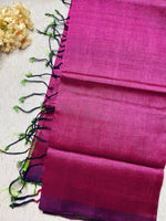 Load image into Gallery viewer, Handwoven Silk Cotton Saree - Medium Red Violet +  Sea Green
