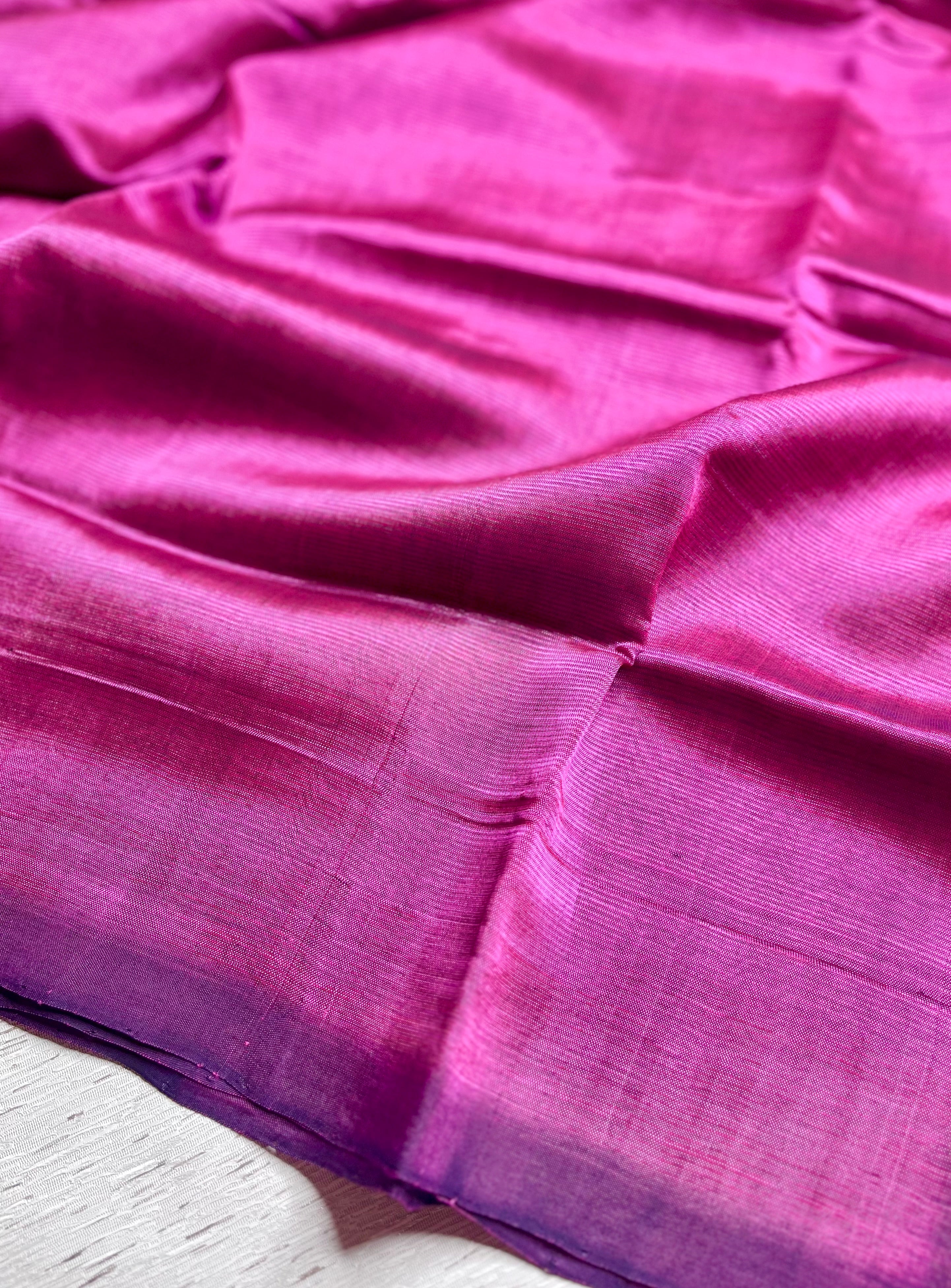 Handwoven Silk Cotton Saree - Medium Red Violet +  Sea Green