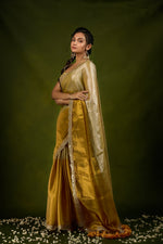 Load image into Gallery viewer, Ruhi - Handwoven Tissue Saree - Silver + Gold
