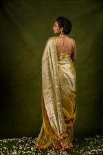 Load image into Gallery viewer, Ruhi - Handwoven Tissue Saree - Silver + Gold
