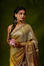 Load image into Gallery viewer, Ruhi - Handwoven Tissue Saree - Silver + Gold
