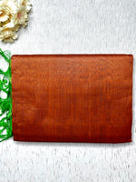 Load image into Gallery viewer, Handwoven Silk Cotton Saree - Thunderbird Brown + Forest Green
