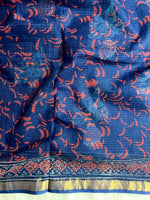 Load image into Gallery viewer, Handblock Printed Kota Doria Saree -  Persian Blue
