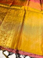 Load image into Gallery viewer, Handwoven Art Silk Saree - Golden Grass + Chestnut
