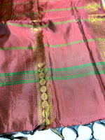 Load image into Gallery viewer, Handwoven Art Silk Saree - Golden Grass + Chestnut
