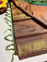 Load image into Gallery viewer, Handwoven Art Silk Saree -  Brown Rust + Green
