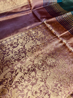 Load image into Gallery viewer, Handwoven Art Silk Saree -  Brown Rust + Green
