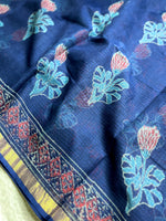 Load image into Gallery viewer, Handblock Printed Kota Doria Saree -  Persian Blue
