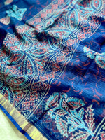 Load image into Gallery viewer, Handblock Printed Kota Doria Saree -  Persian Blue

