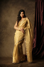 Load image into Gallery viewer, Sona - Crushed Tissue Silk Saree - Harvest Gold
