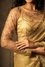 Load image into Gallery viewer, Sona - Crushed Tissue Silk Saree - Harvest Gold
