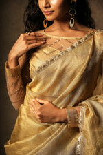 Load image into Gallery viewer, Sona - Crushed Tissue Silk Saree - Harvest Gold
