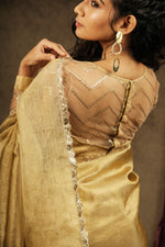 Load image into Gallery viewer, Sona - Crushed Tissue Silk Saree - Harvest Gold

