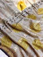Load image into Gallery viewer, Handblock Printed Silk Cotton Saree -  Vista Cream + Corn Yellow
