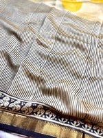 Load image into Gallery viewer, Handblock Printed Silk Cotton Saree -  Vista Cream + Corn Yellow
