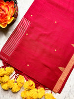 Load image into Gallery viewer, Handwoven Cotton Saree - Curious Red +  Marvellous Yellow
