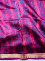 Load image into Gallery viewer, Handblock Printed Silk Cotton Saree - Crimson Red + Blackberry
