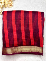 Load image into Gallery viewer, Handblock Printed Silk Cotton Saree - Crimson Red + Blackberry
