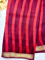 Load image into Gallery viewer, Handblock Printed Silk Cotton Saree - Crimson Red + Blackberry
