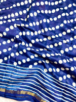 Load image into Gallery viewer, Handblock Printed Silk Cotton Saree -  Deep Sapphire Blue + Merino White
