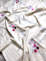 Load image into Gallery viewer, Handwoven Cotton Saree - Vista White + MegentaFlush
