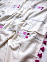 Load image into Gallery viewer, Handwoven Cotton Saree - Vista White + MegentaFlush
