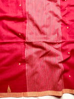 Load image into Gallery viewer, Handwoven Cotton Saree - Curious Red +  Marvellous Yellow
